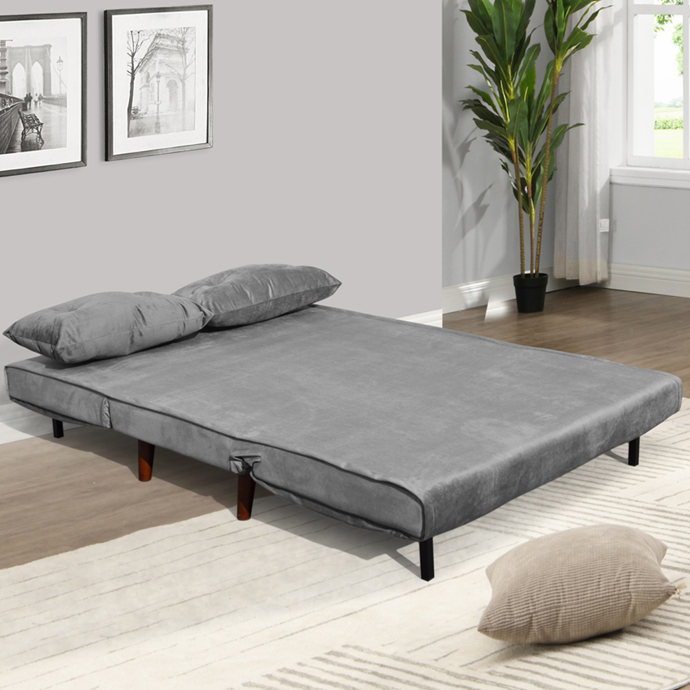 Portland 2 Seater Grey Velvet Sofa Bed Image 3