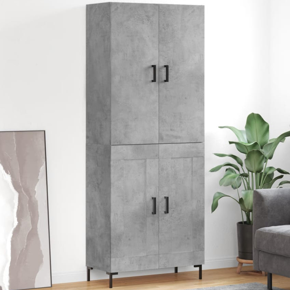 vidaXL 4 Door Concrete Grey Tall Highboard Image 1