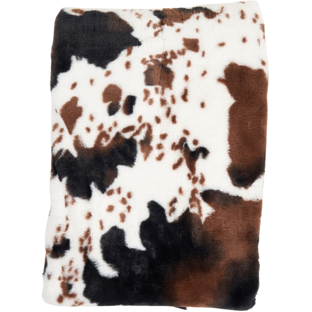Cow Print Faux Fur Throw Image 3