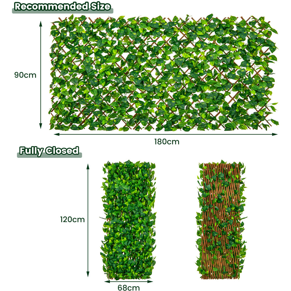 Costway Green 2.9 x 5.9ft Privacy Fence Panel with Real Willow Frame Image 9