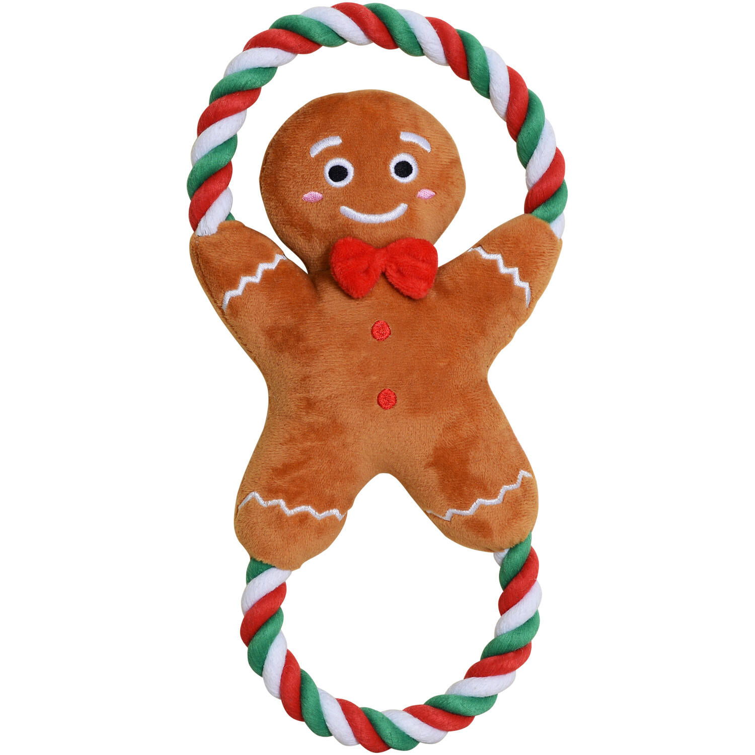 All I Want For Christmas Brown Gingerbread Rope Tugger Dog Toy Image 1