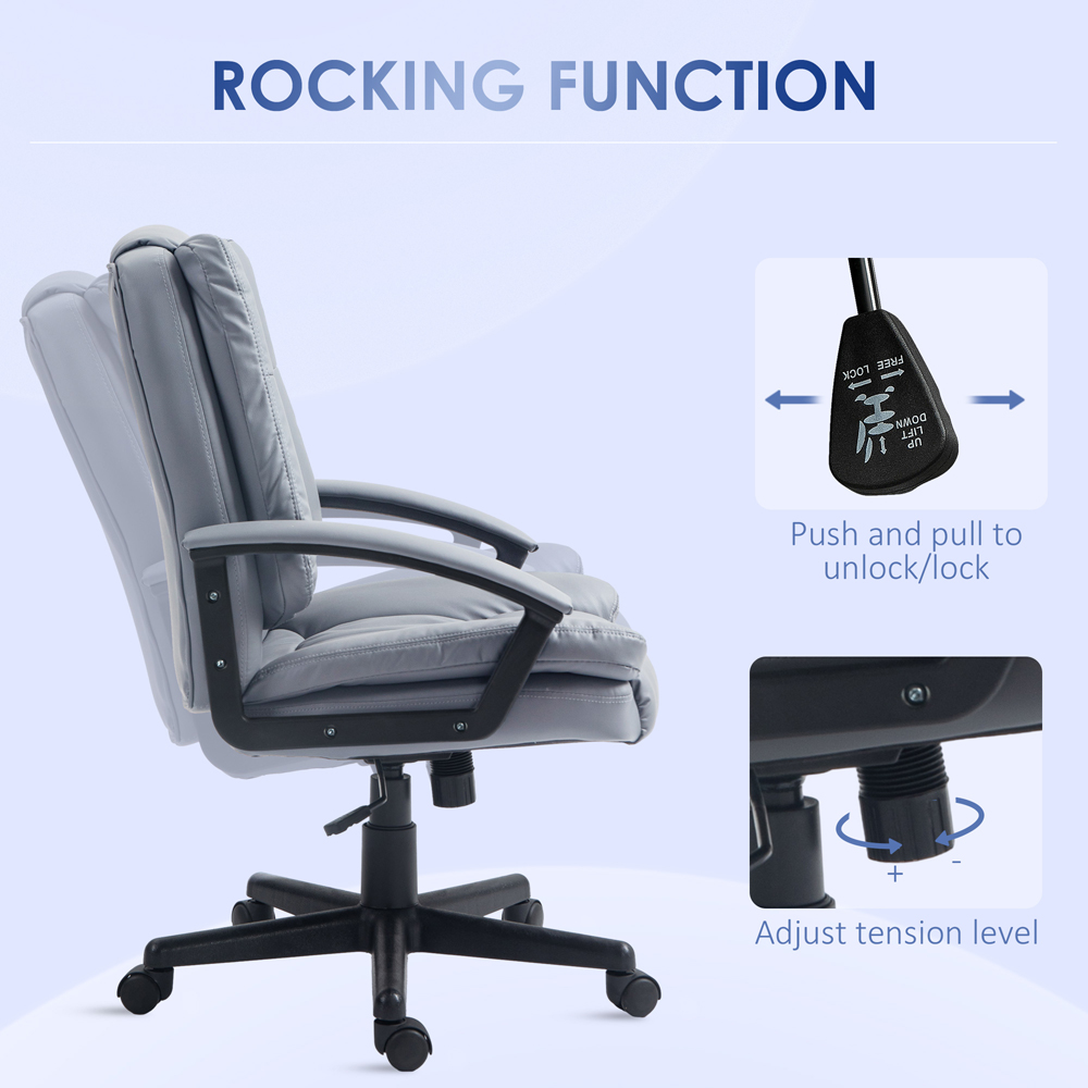 Portland Light Grey Faux Leather Swivel Office Chair Image 5