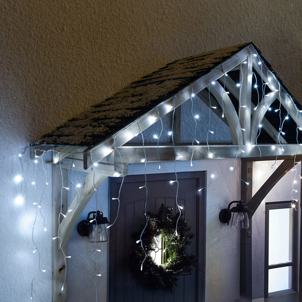 200 LED Festive Icicle Lights Ice White Image