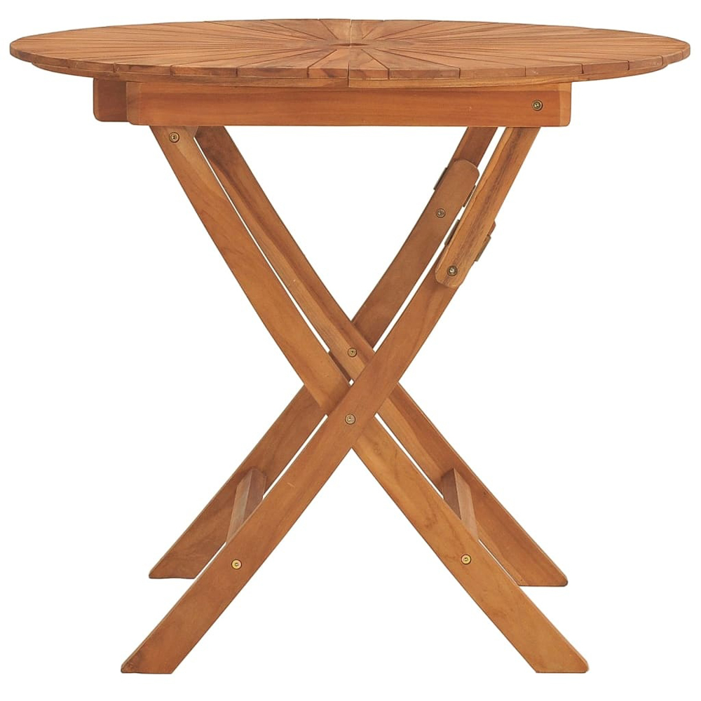 Walplus 4 Seater Foldable Solid Wood Teak Garden Table with Parasol Hole Image 4