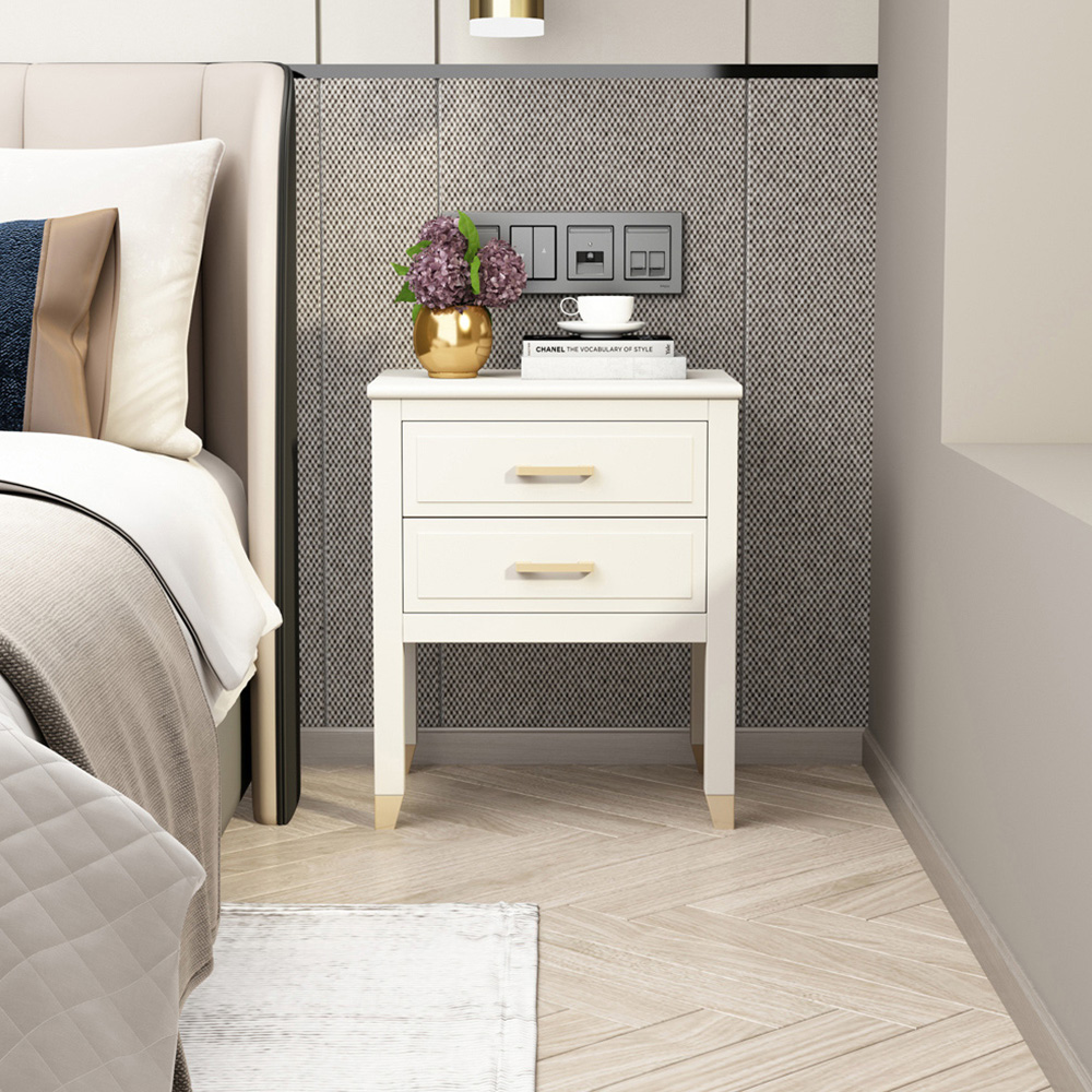 Palazzi 2 Drawer White Bedside Table Image 7