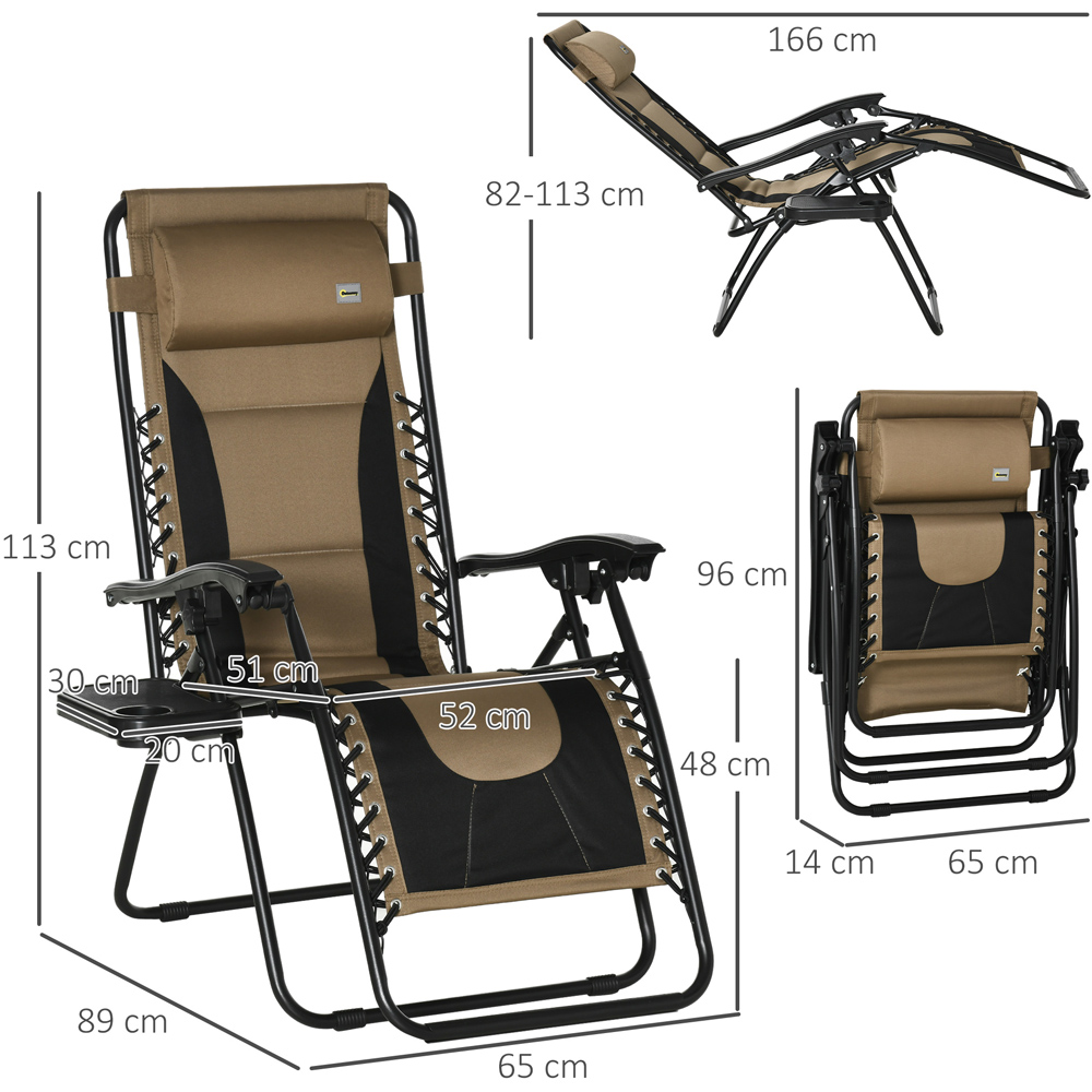 Outsunny Coffee and Black Zero Gravity Folding Recliner Chair Image 8