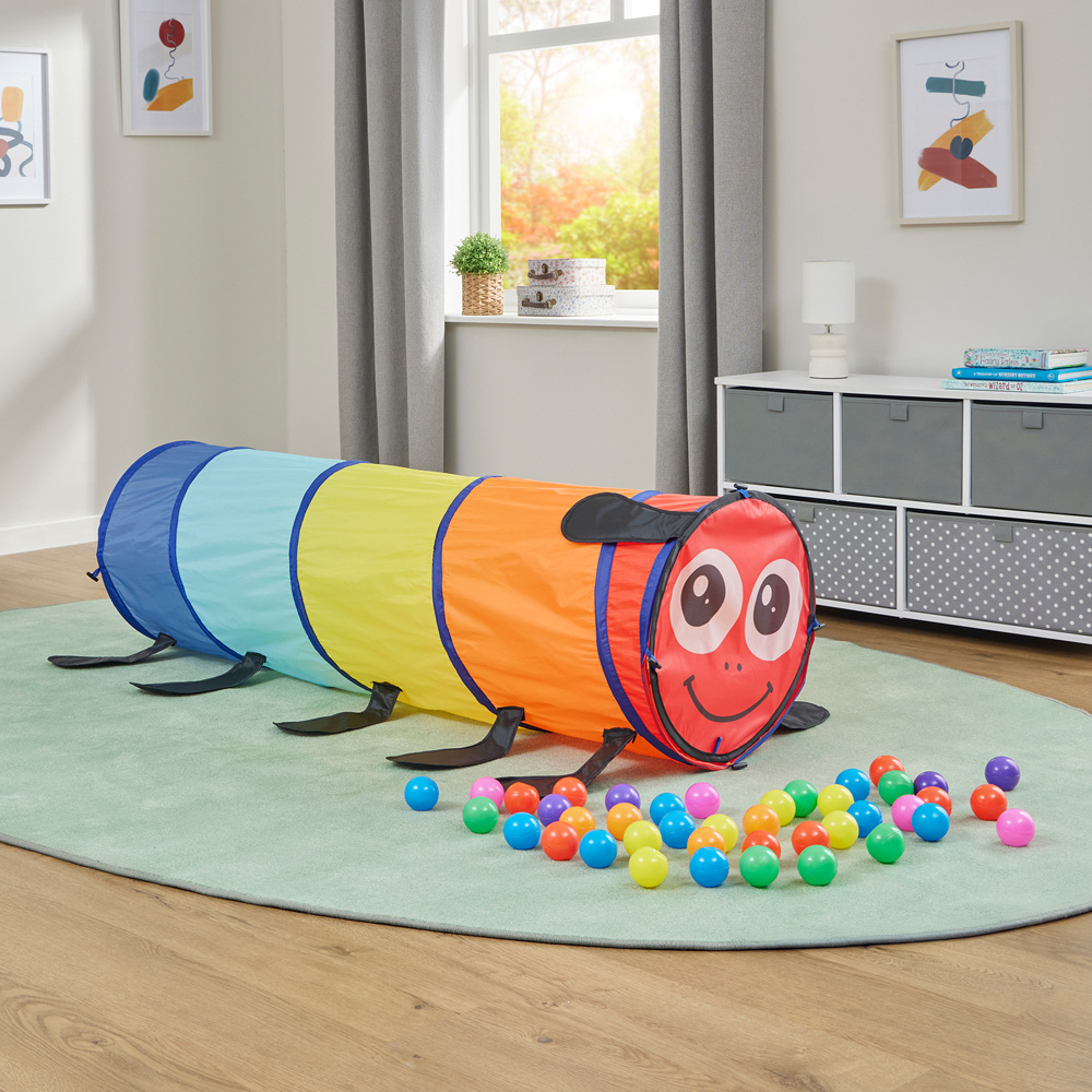 Liberty House Toys Kids Caterpillar Crawl Tunnel with Multicolour Balls and Storage Bag Image 2
