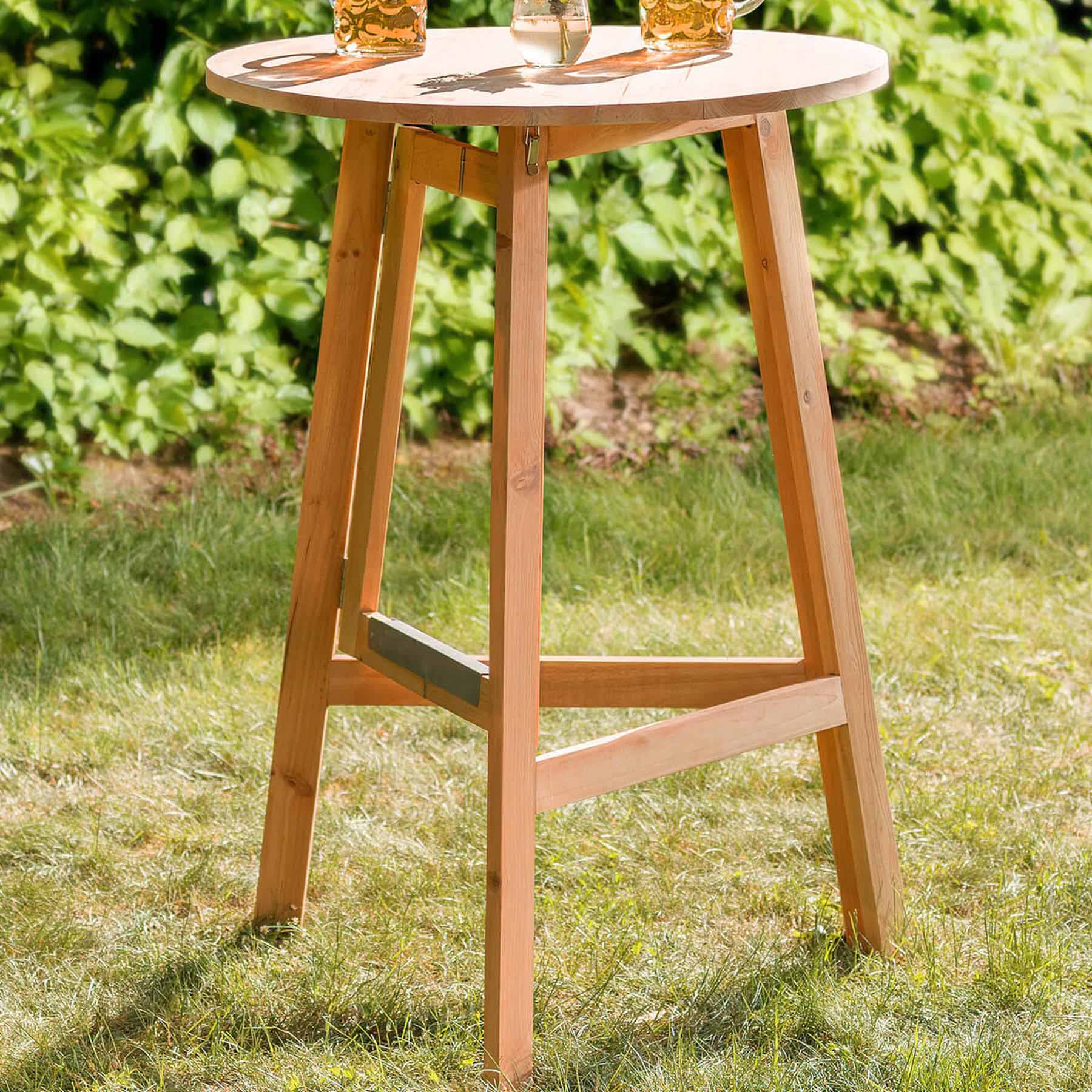 tectake Brown Solid Woo Bar Table Image 1