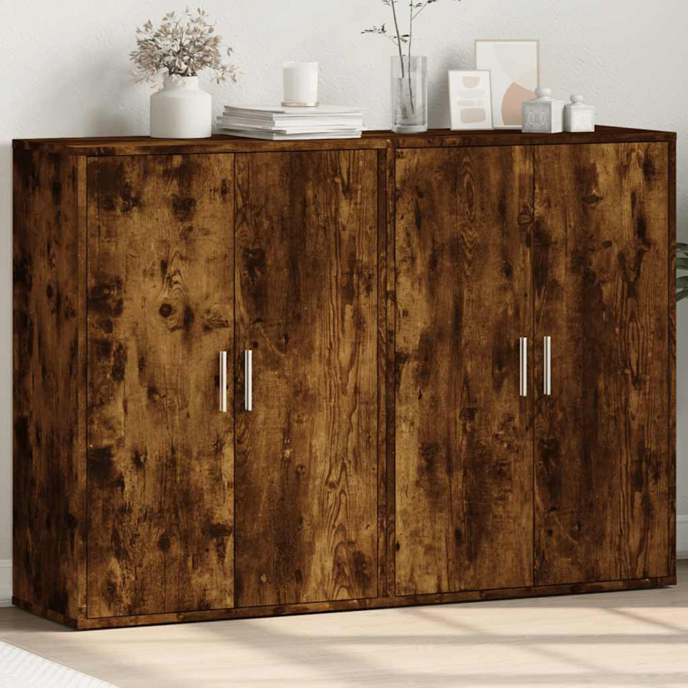 vidaXL 2 Door Smoked Oak Sideboard Set of 2 Image 1