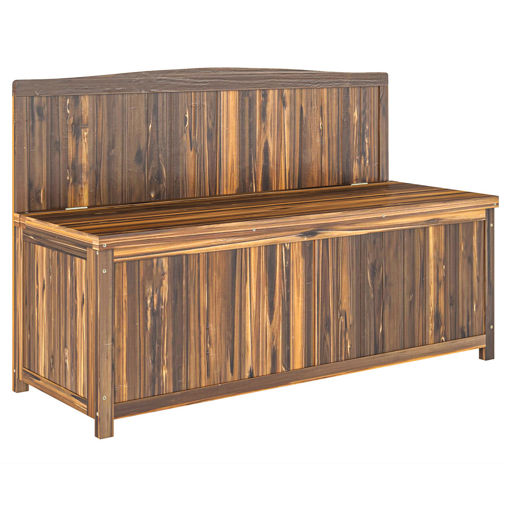 Outsunny 2 Seater Brown Wood Storage Bench Image 2
