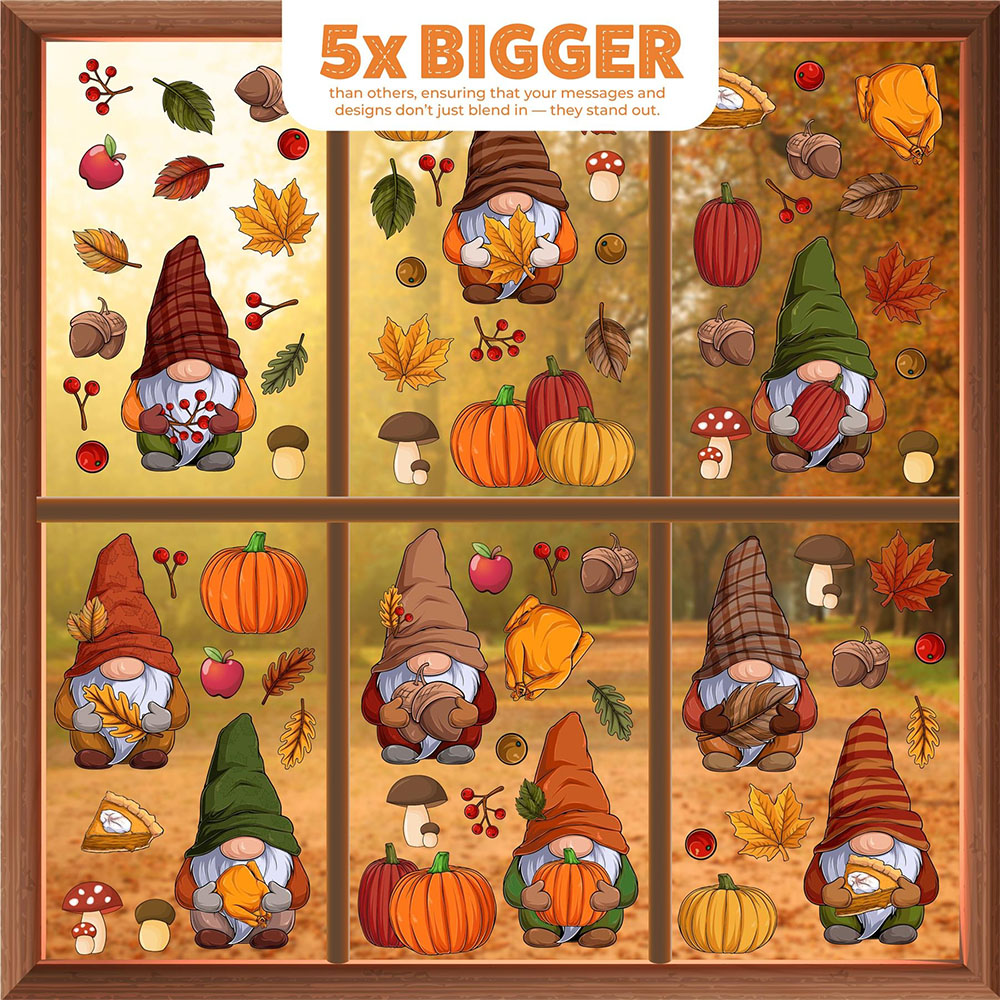 Walplus Halloween 102 Piece Thanksgiving Gnomes and Window Cling Set Image 7