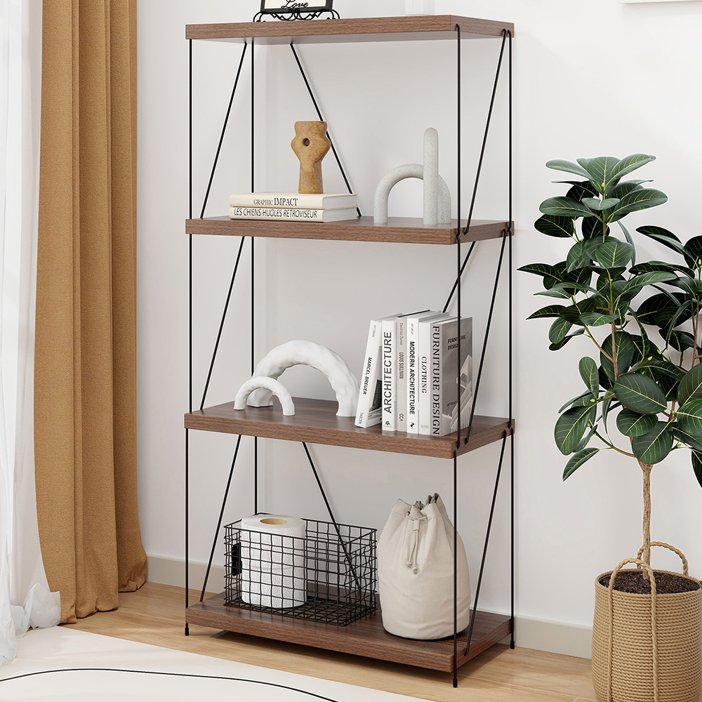 Costway 4 Shelf Brown Multipurpose Bookcase Image 1