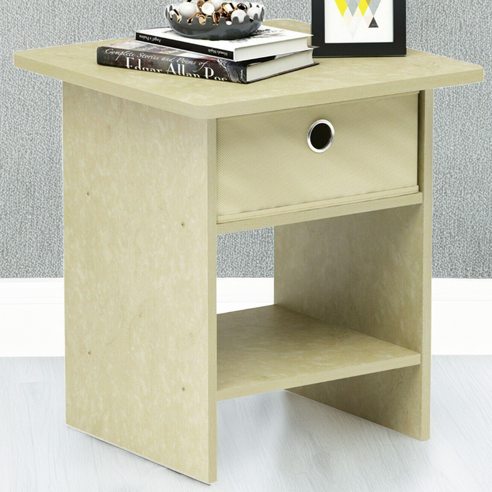 Walplus Dario Single Drawer Single Shelf Ivory End Table Image 1