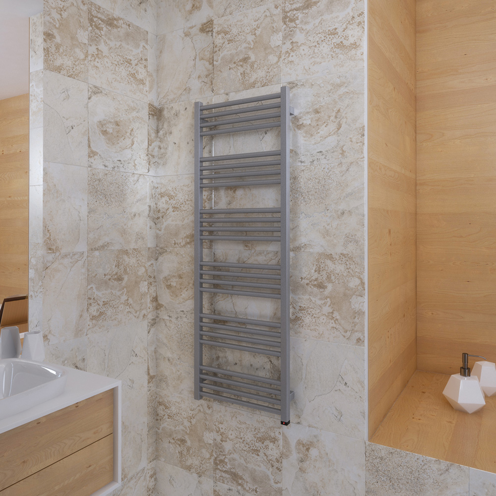Terma Fiona One 2046BTU Sparkling Gravel Taupe Electric Tower Rail 1380 x 480mm Image 4