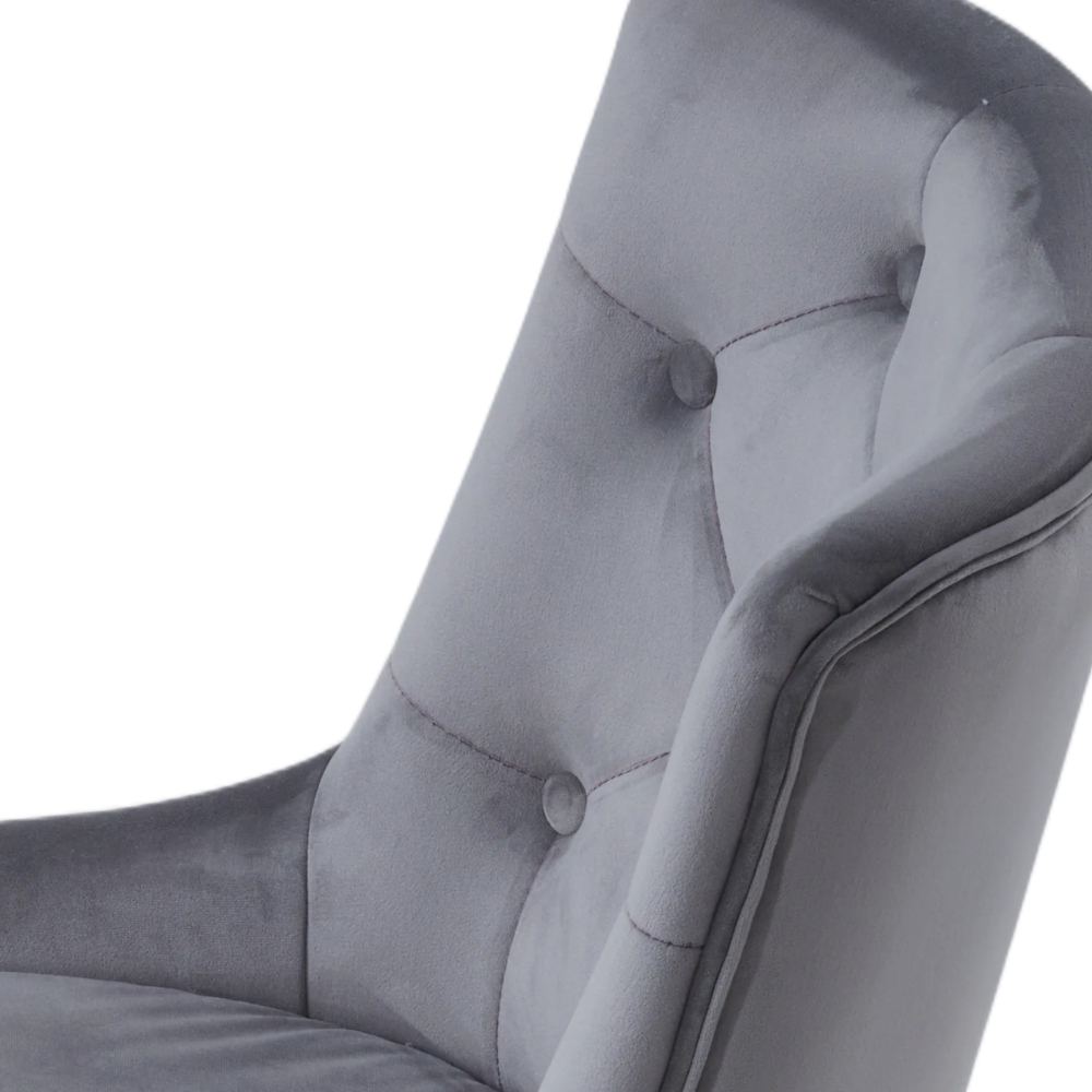 Living and Home Grey Suede Button Tufted Armchair Image 4