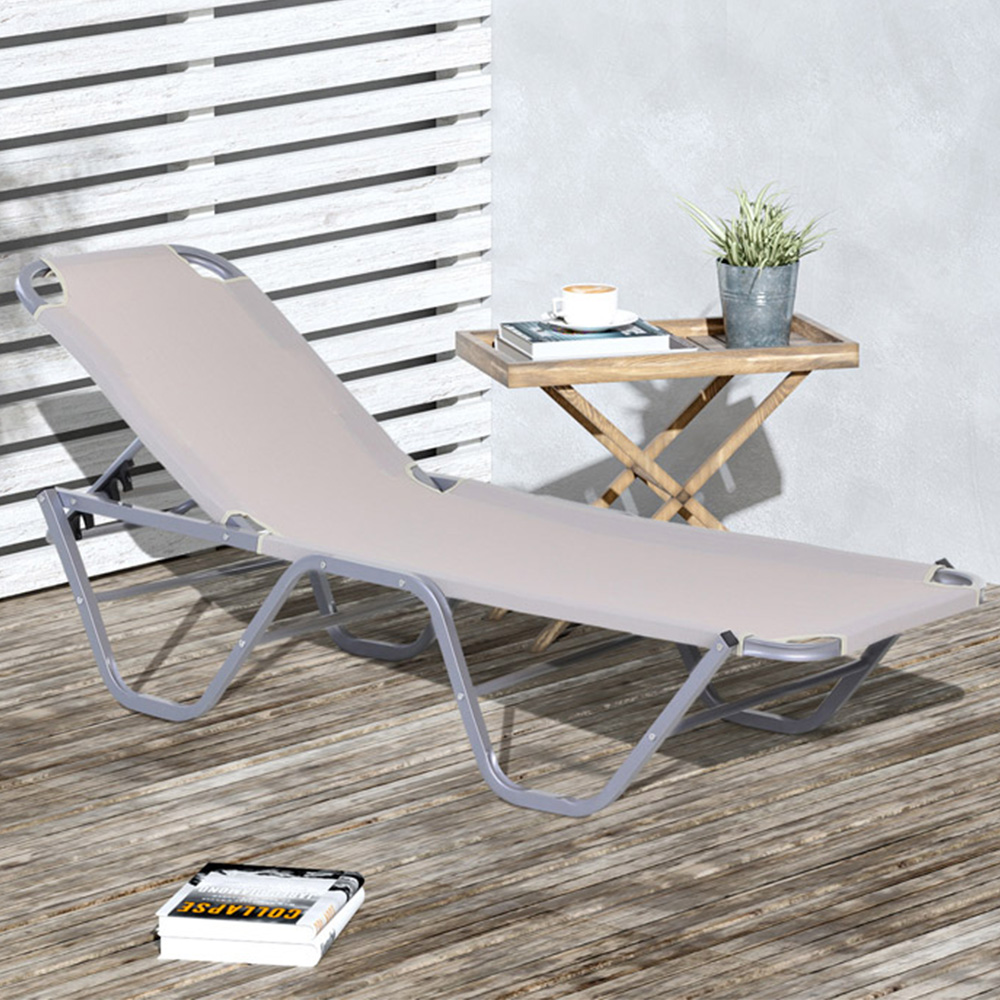 Outsunny White Relaxer Recliner Sun Lounger Image 1