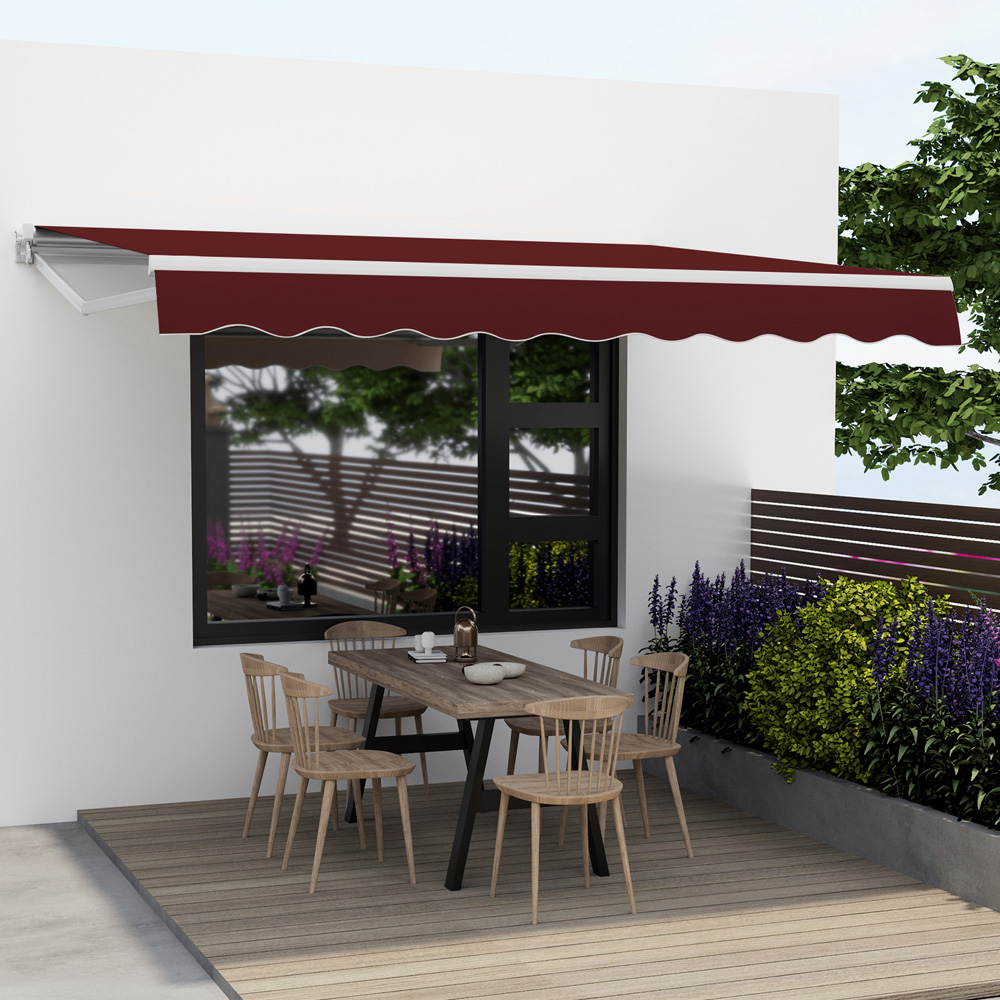 Costway Wine Retractable Manual Patio Awning 3.6 x 3m Image 3