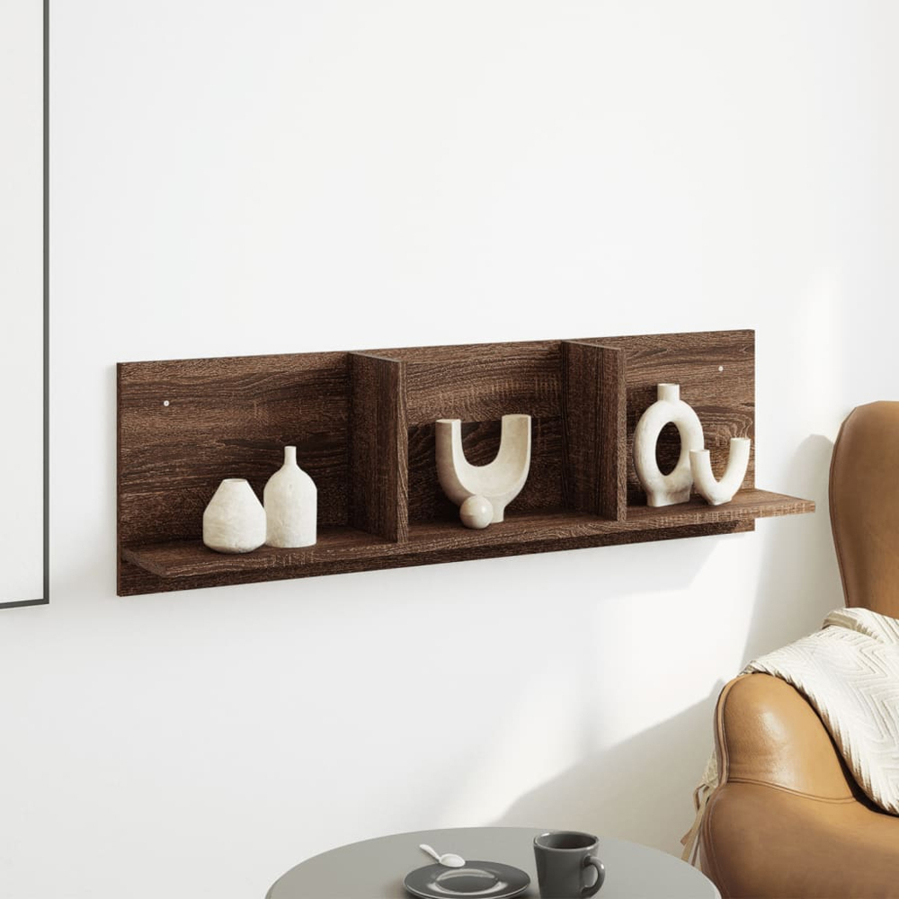 vidaXL 3 Shelf Brown Oak Wall Cabinet Image 8