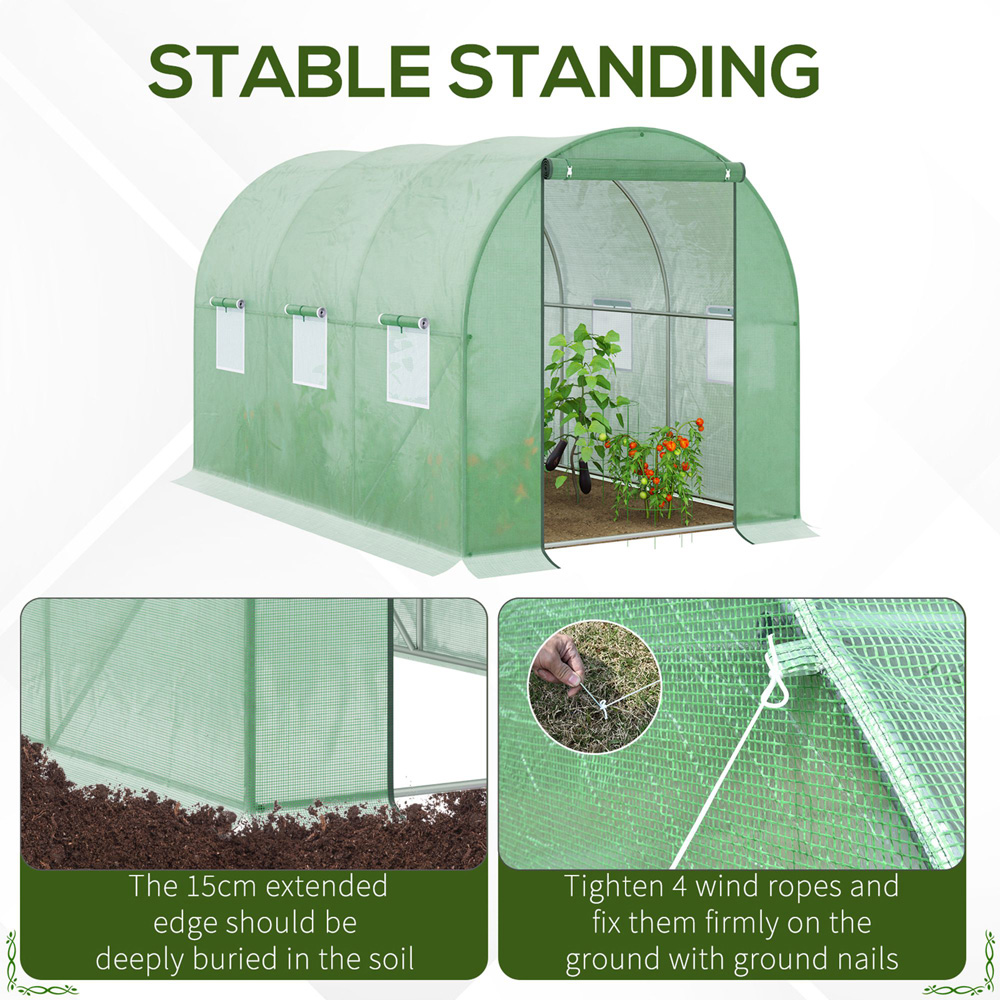 Outsunny Green Steel 9 x 6ft Walk In Greenhouse Image 7