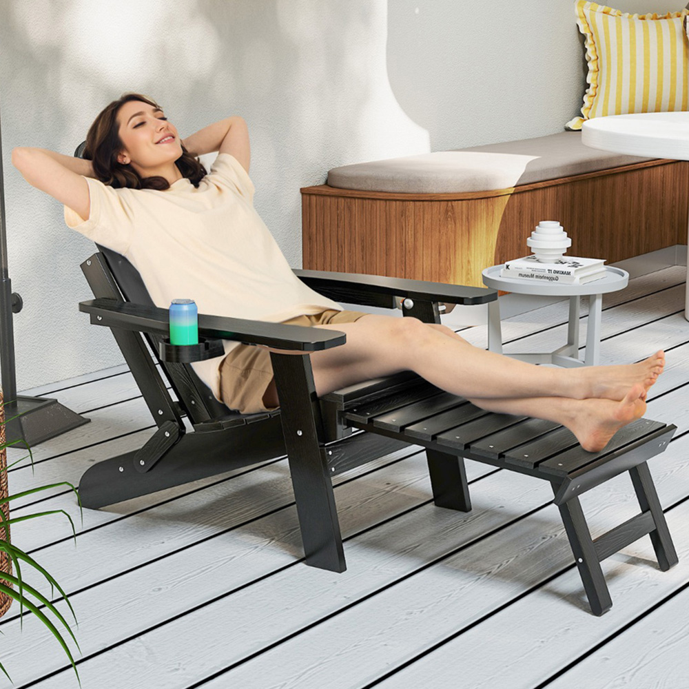 Costway Black All Weather HIPS Outdoor Adirondack Chair Image 1