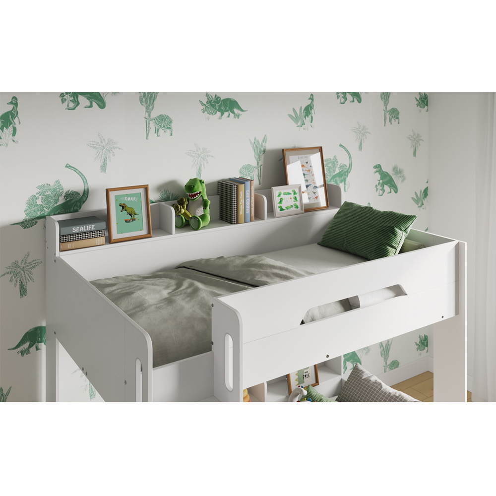Flair Gravity White Low Bunk Bed with Shelves Image 3