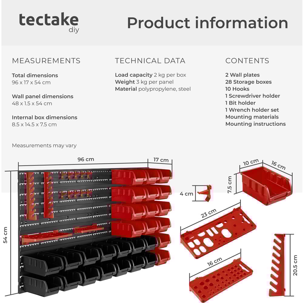 Tectake 28 Stacking Boxes and Tool Holders Small Parts Organiser Image 8