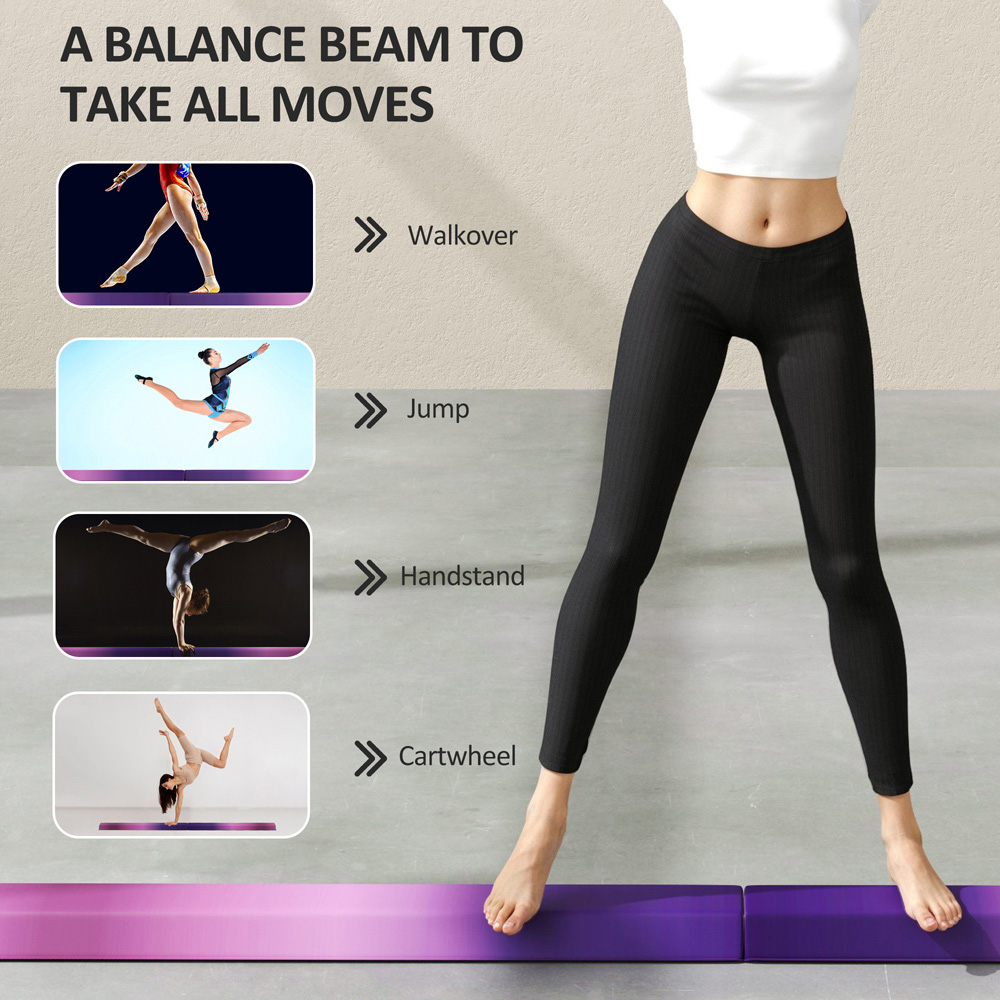 SPORTNOW Purple Foldable Gymnastics Balance Beam with Anti-Slip Base 235cm Image 7