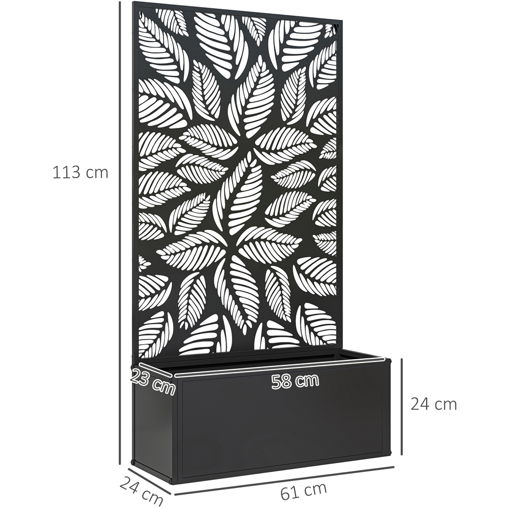 Outsunny Metal Elevated Planter Box Leaf Cut-Out Raised Garden Bed with Trellis 0.7 x 1.9ft Image 7