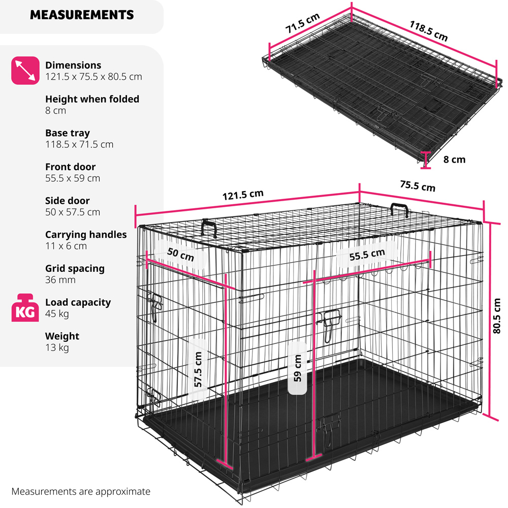 tectake Luna Double Locked Door Foldable Steel Dog Crate 121.5cm Image 9
