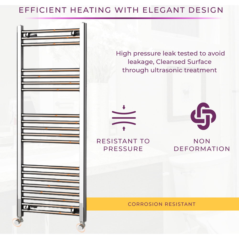 Go Bathrooms Nola Chrome Heated Towel Rail 1200 x 500mm Image 4