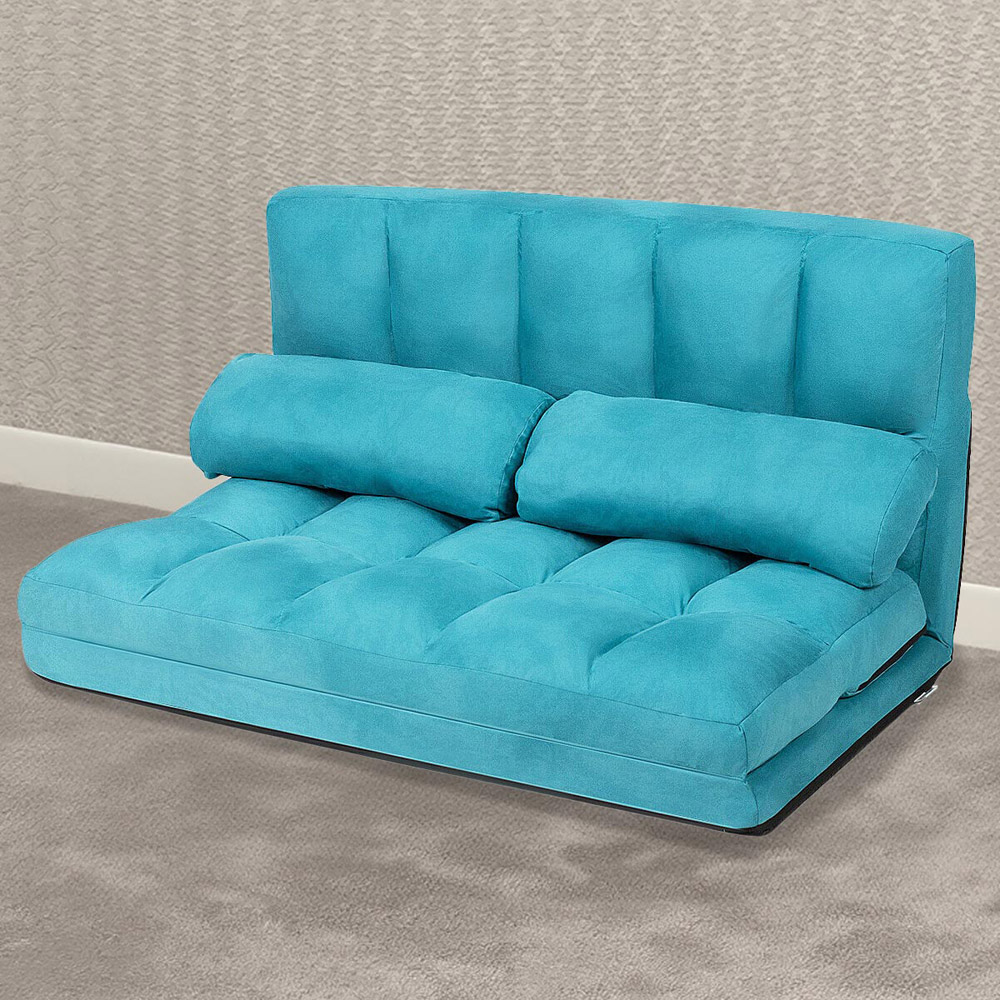 Costway Navy 2 in 1 Folding Floor Sofa Bed with 2 Pillows Image 1