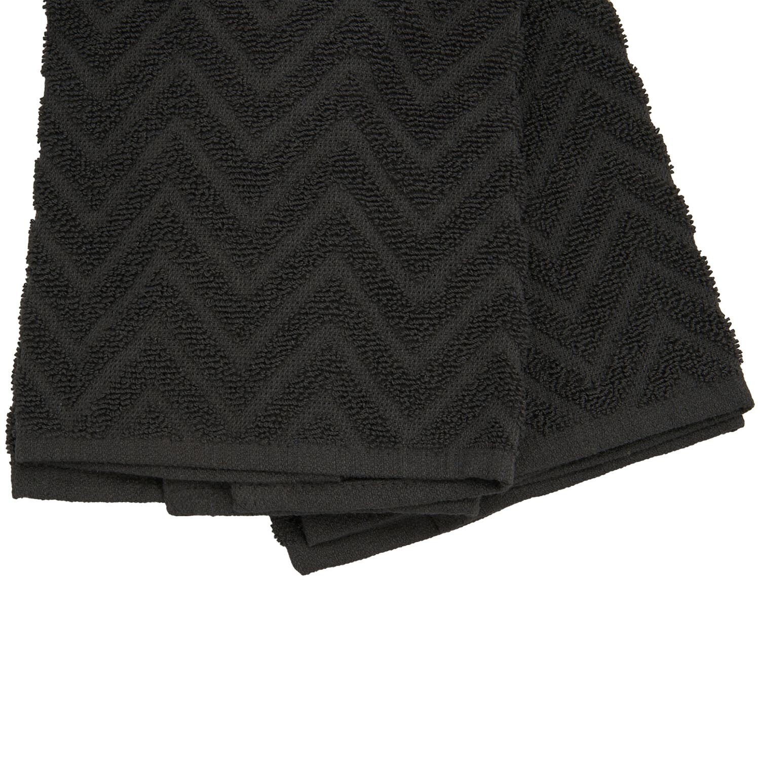 Pack of 2 Jacquard Terry Kitchen Towels - Dark Grey Image 3