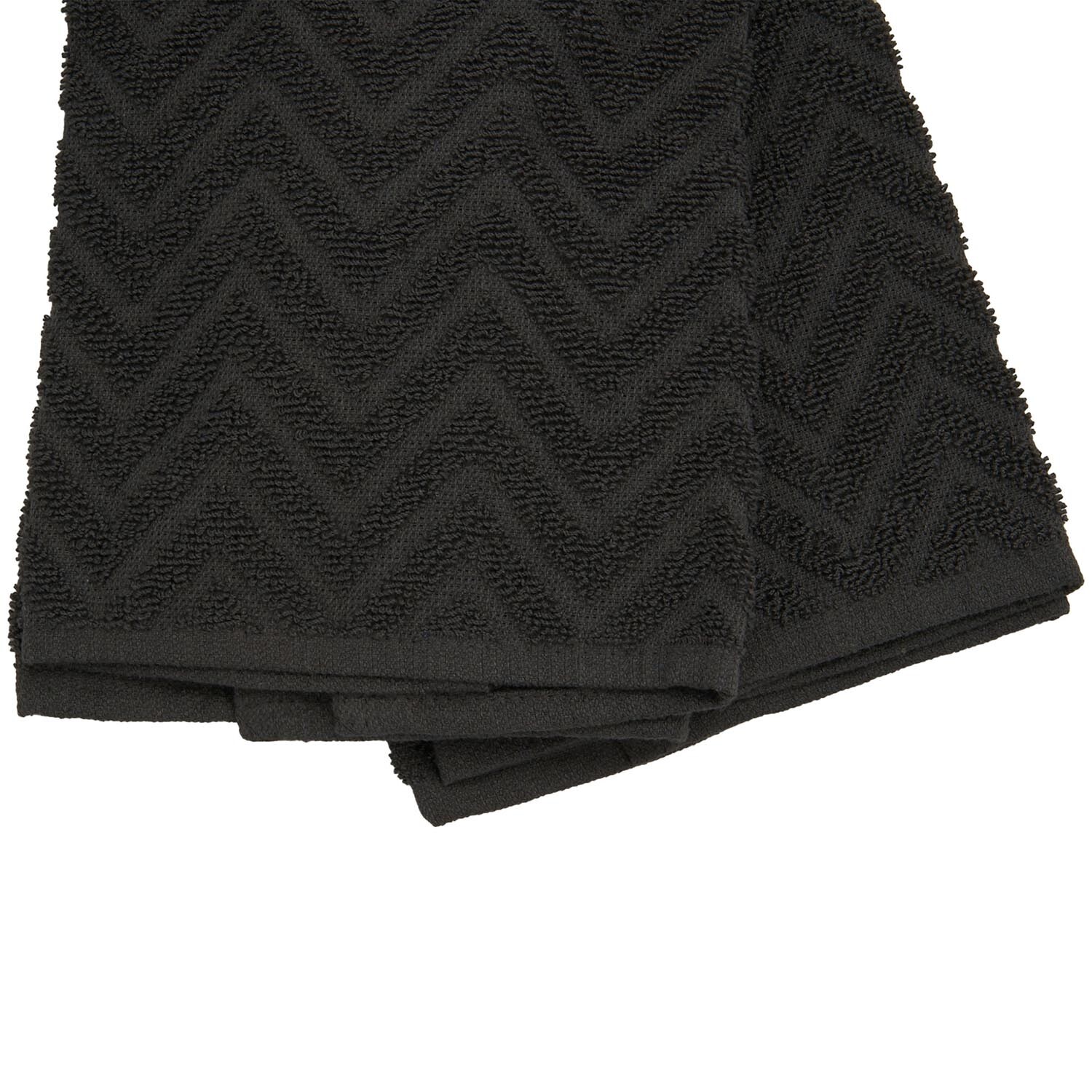 Divante Pack of 2 Jacquard Terry Kitchen Towels - Dark Grey Image 3