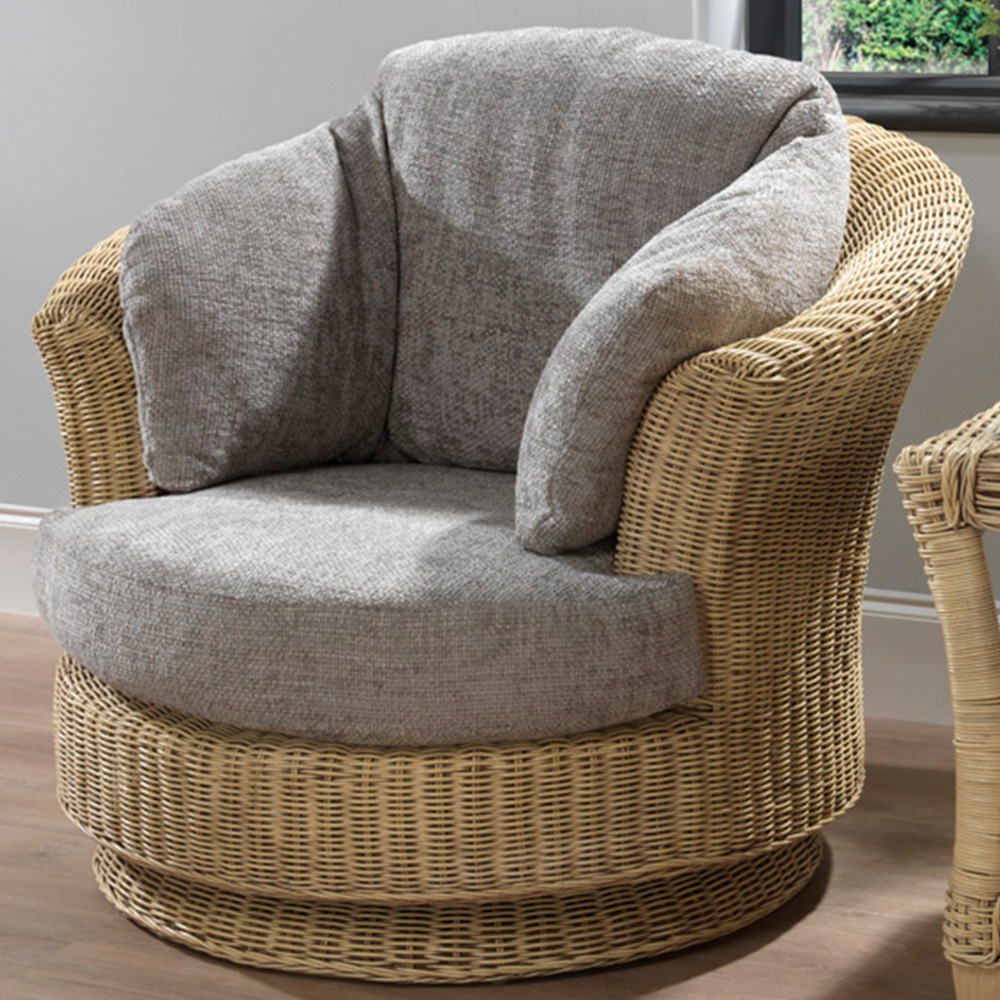 Desser Arlington Lyon Grey Natural Rattan Swivel Chair Image 1