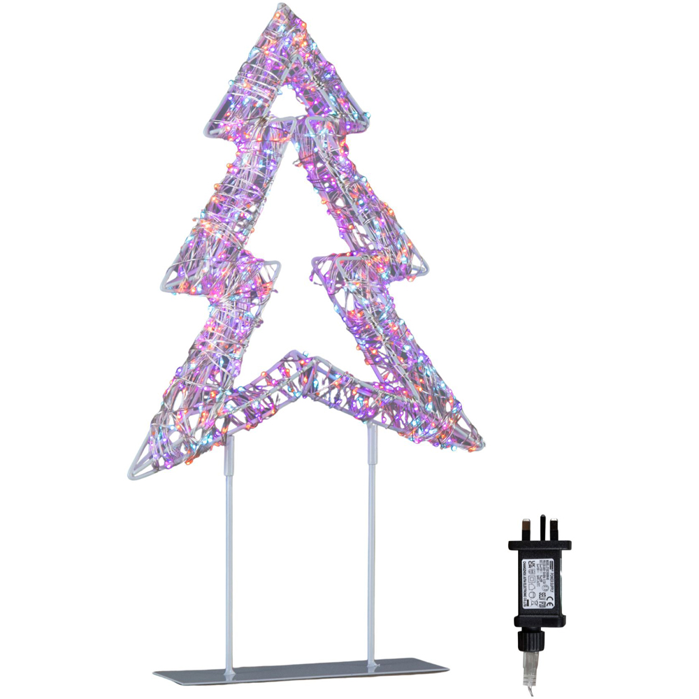 Samuel Alexander 720 Twinkling Rainbow LED Light-Up White Christmas Tree on Metal Stand 45cm Image 7