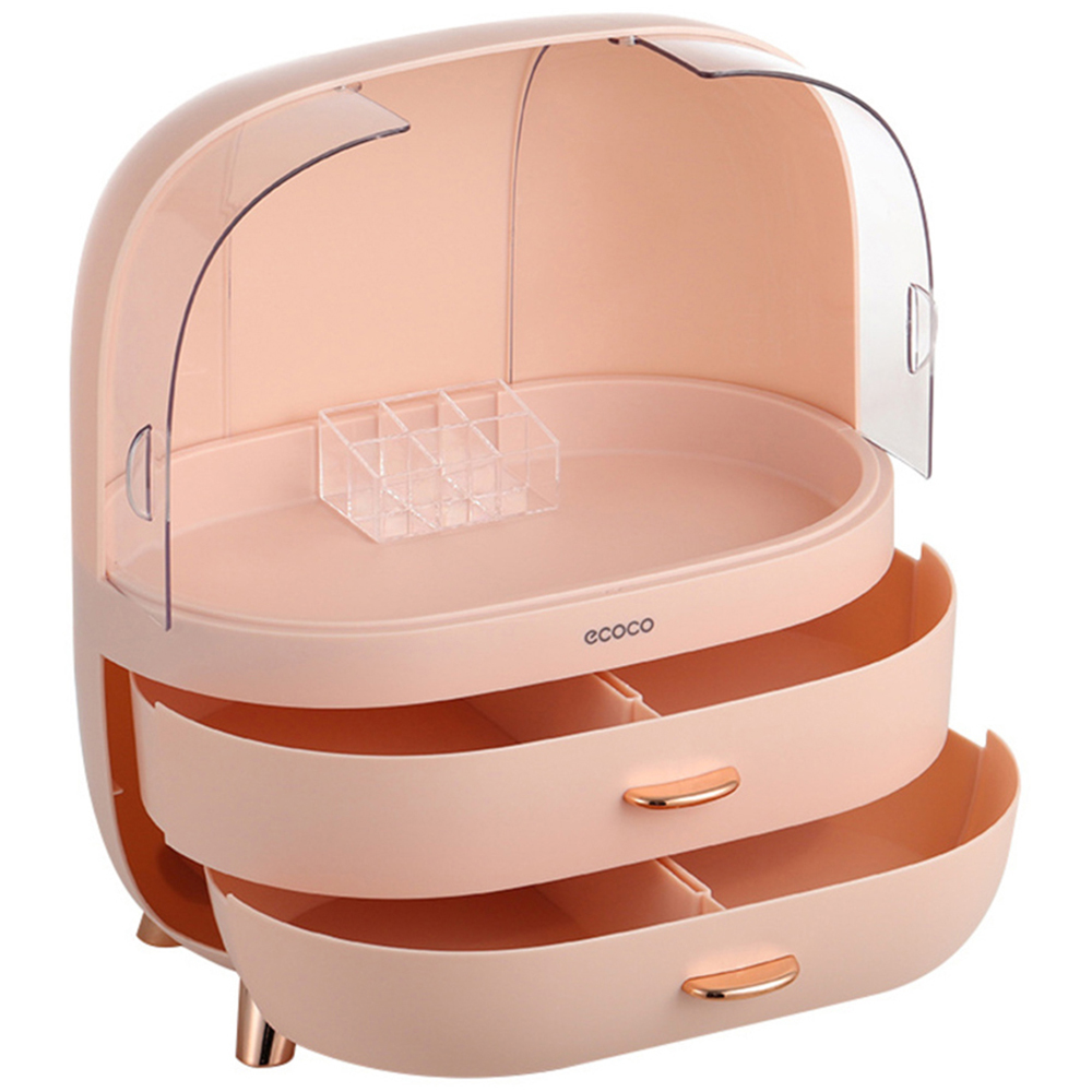 Living and Home 2 Drawer Makeup Storage Organiser with Transparent Door Image 4