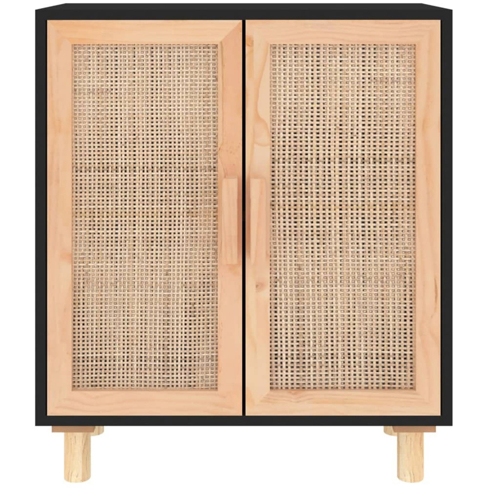 vidaXL 2 Door Black Rattan Wooden Sideboard Image 3
