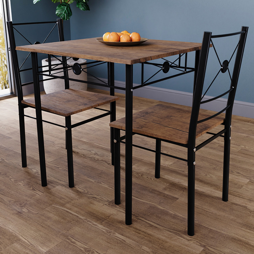 Vida Designs Roslyn 2 Seater Square Dining Set Dark Wood Image 1