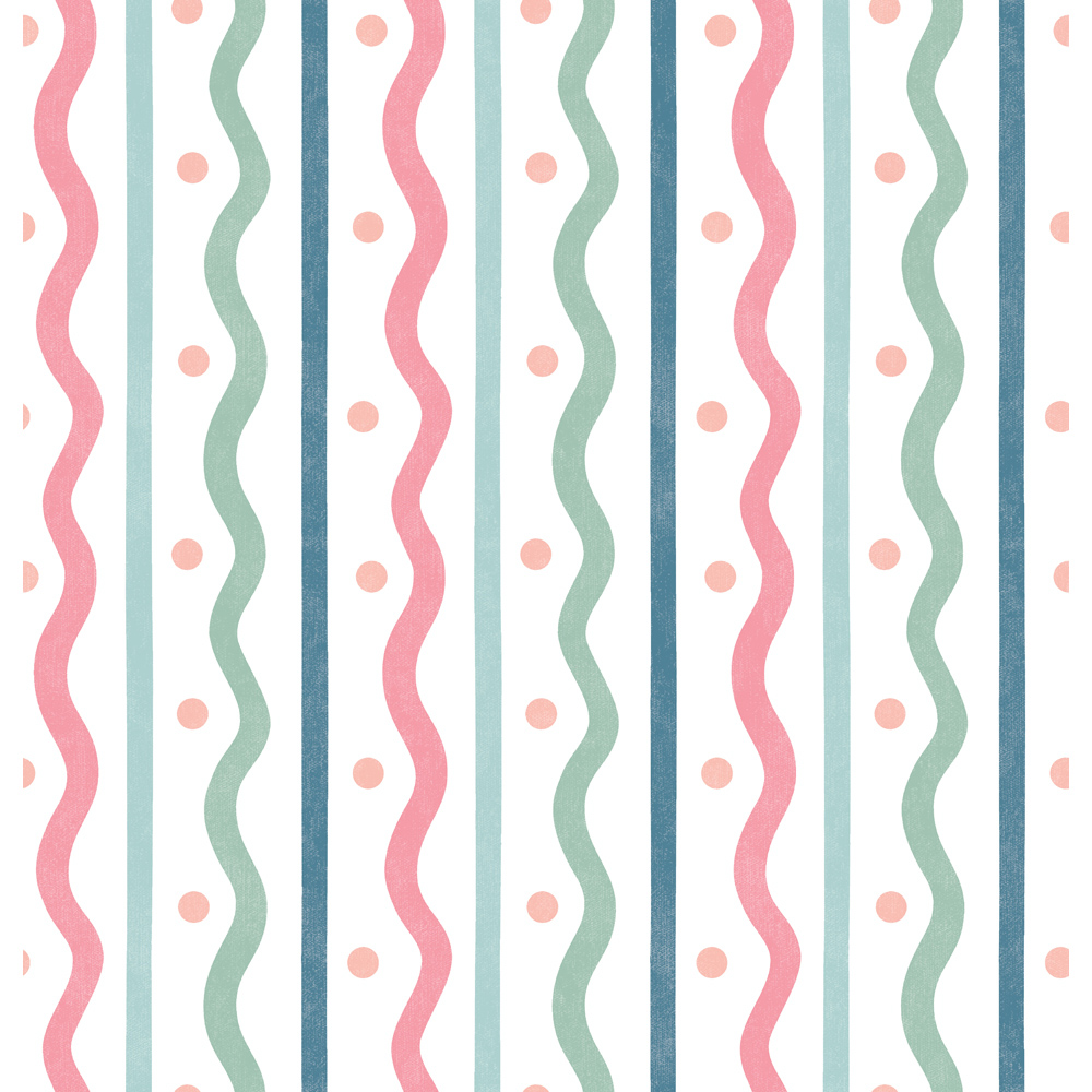 Arthouse Squiggle Stripe Pink and Multicolour Wallpaper Image 1