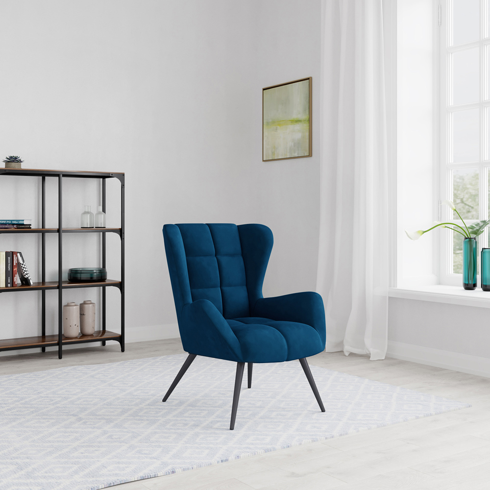 Dorel Dalton Blue Velvet Accent Chair Image 5