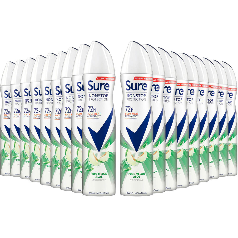 Sure Women Pure Melon Aloe 72H Nonstop Protection Anti-Perspirant Deodorant 250ml 18 Pack Image 1