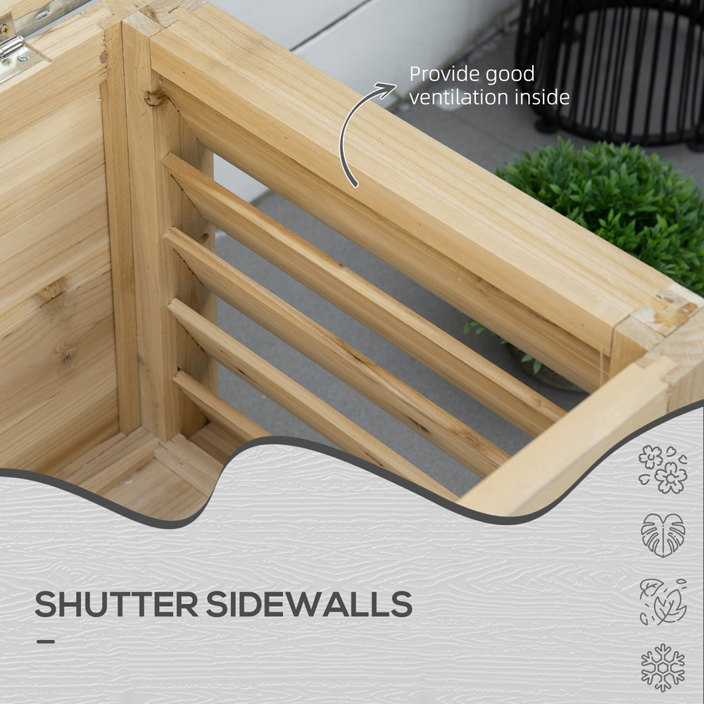 Outsunny 155L Natural Wooden Galvanised Metal Top Garden Tool Storage Box Image 5