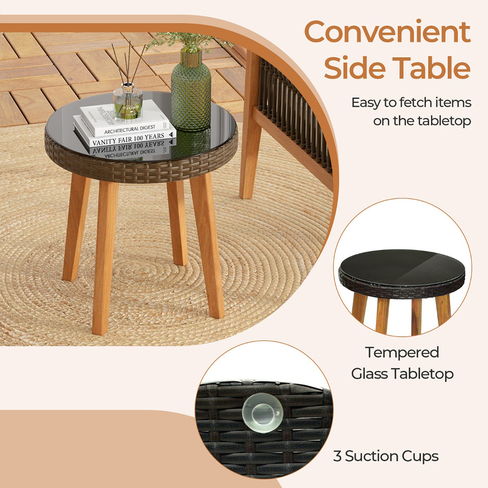Costway 3 Seater Wicker Woven Patio Bistro Set Beige Image 8