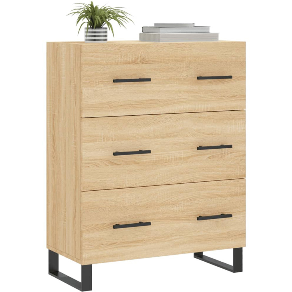 vidaXL 3 Drawer Sonoma Oak Small Sideboard Image 3