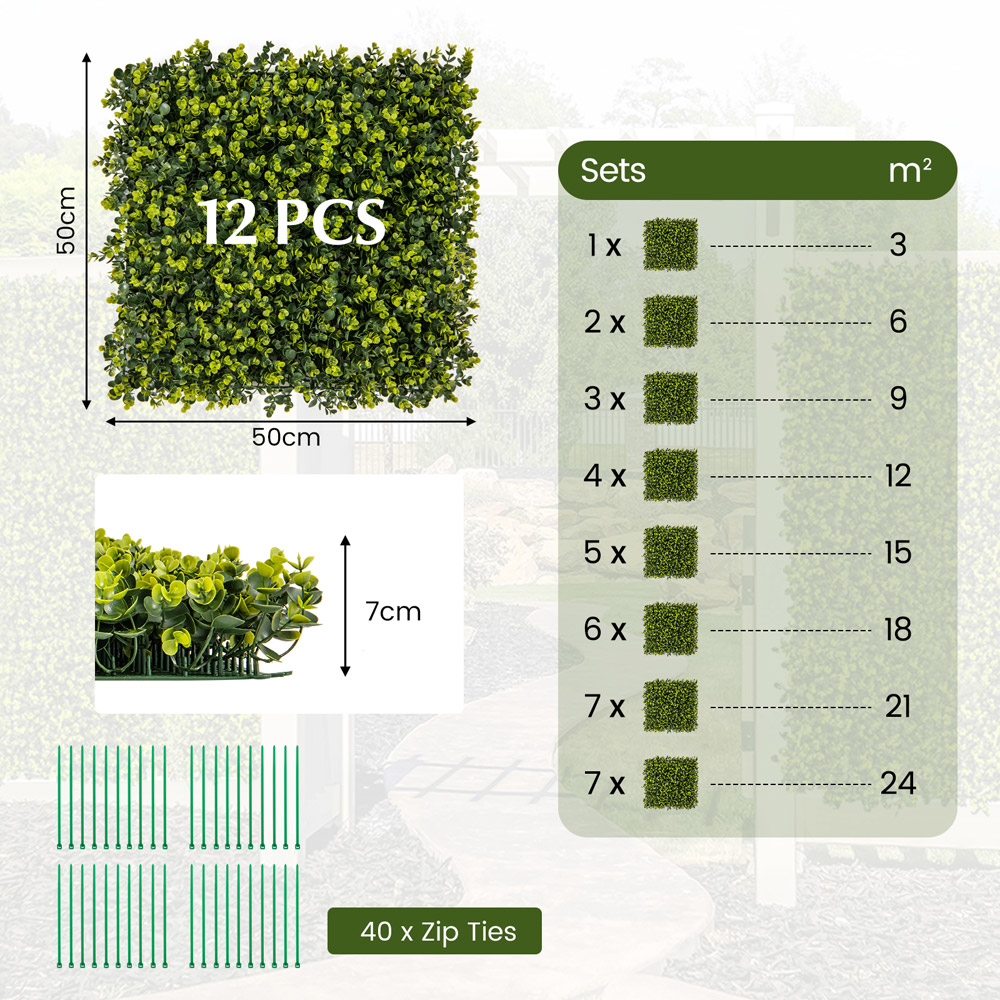 Costway 1.6 x 1.6ft Artificial Boxwood Hedge Panels 12 Pack Image 9