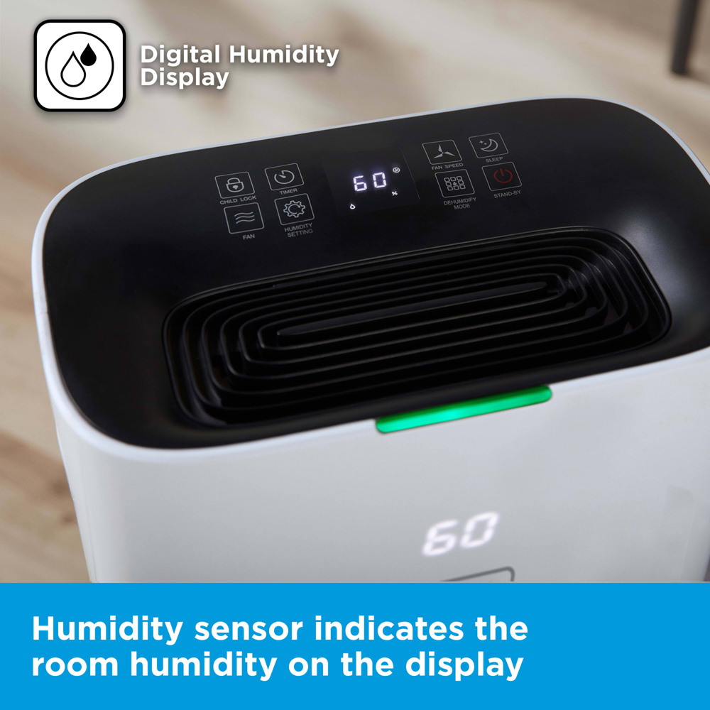 Black+Decker 20L Smart Dehumidifier with 24H Timer and 6.5L Water Tank Image 7