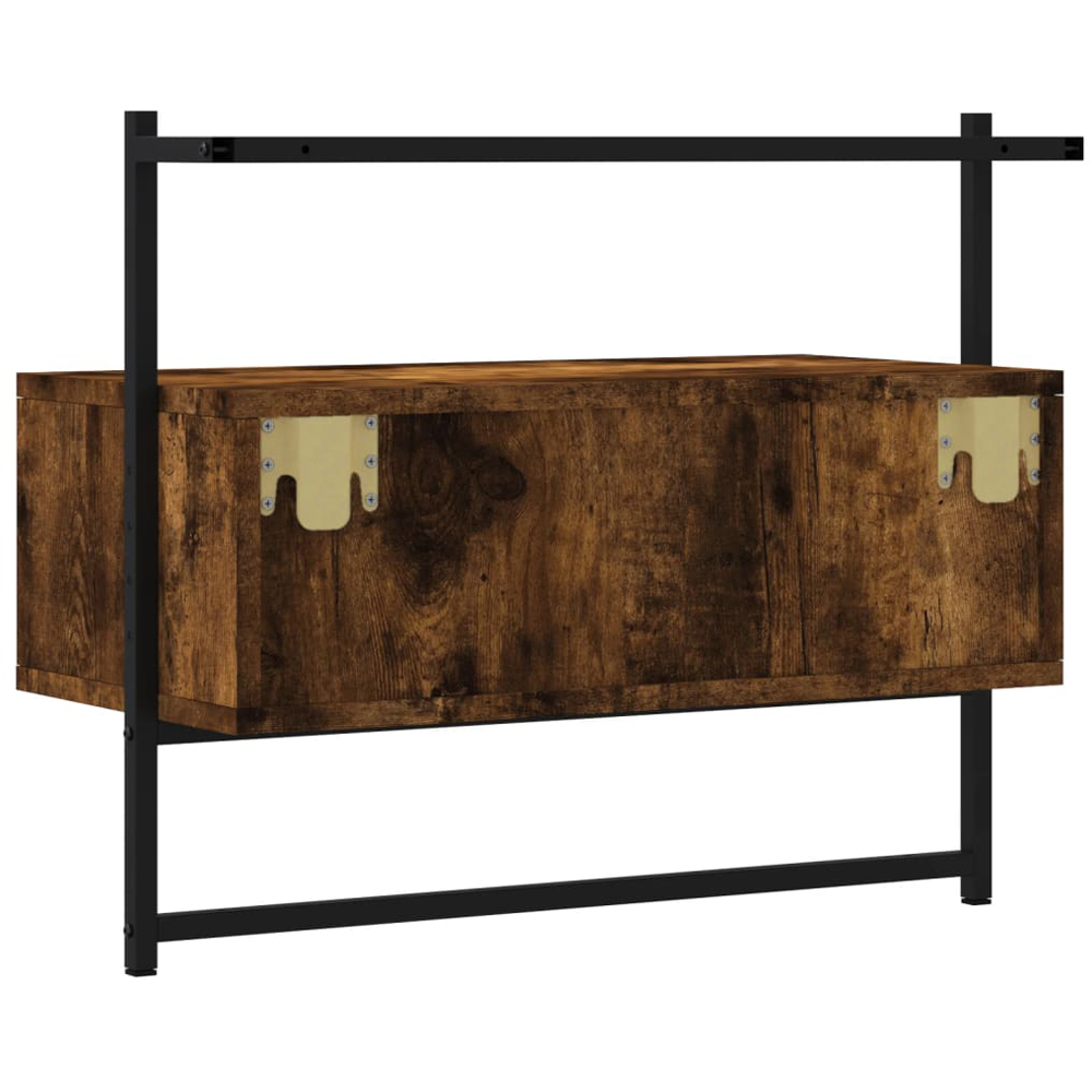 vidaXL 2 Drawer Smoked Oak and Black Wall Mounted TV Cabinet Image 6