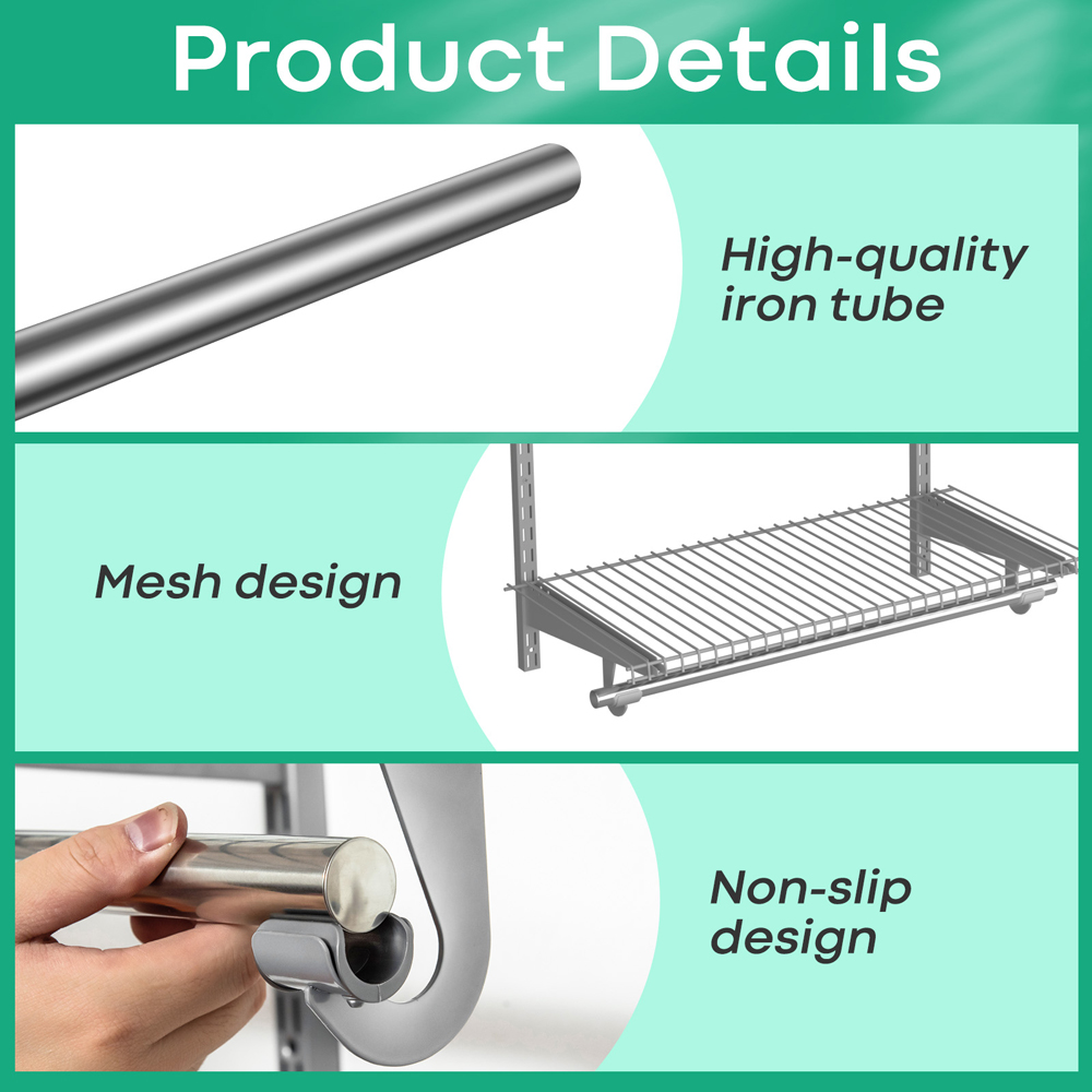 Costway Grey Adjustable Wall Mounted Closet Shelf Image 8