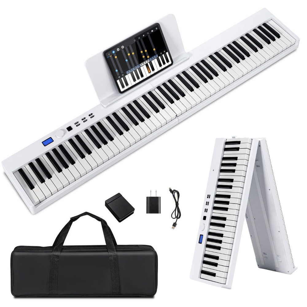 Costway MU10079GB White 88 Key Foldable Digital Keyboard Piano with MIDI Image 1