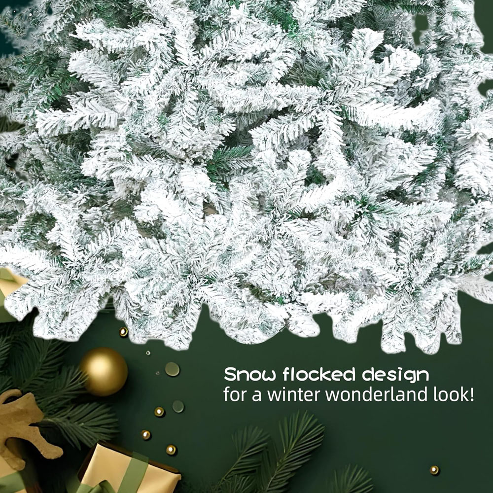 Alivio Snow Flocked Artificial Christmas Tree with Solid Metal Stand 7ft Image 7